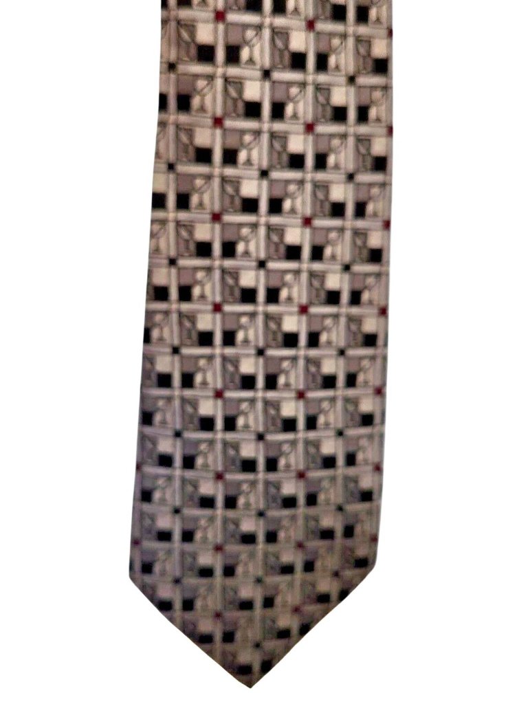 Tie Silk Brand Dino Carlotti Silver Stacked Wine Glasses 56 X 4 100 Silk